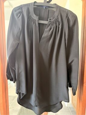 Madewell Black Split-Neck Long-Sleeve Blouse